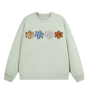 Plaid Floral Print Sweatshirt – Light Green