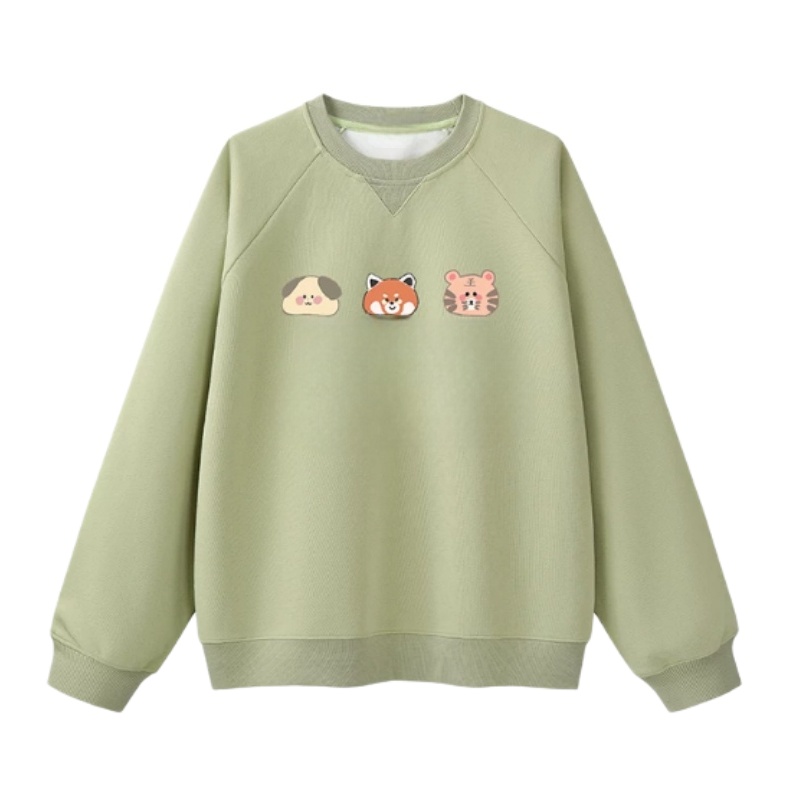 Dopamine Cartoon Print Sweatshirt – Light Green