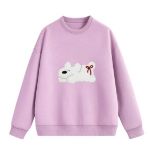 Cute White Puppy Sweatshirt — Taro Purple