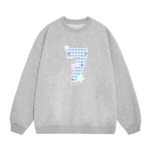 Grey Crew-Neck Sweatshirt with the Number "7"