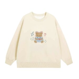 Cute Little Bear Print Comfortable Sweatshirt — Apricot