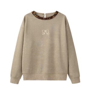 Minimalist Printed Sweatshirt – Khaki