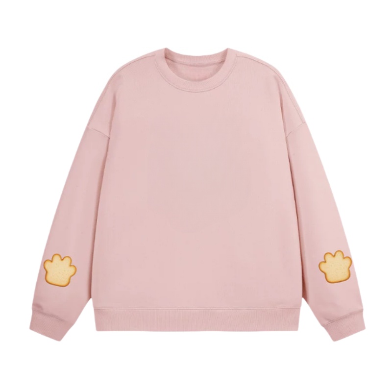 Cute Cat Paw Appliqué Sweatshirt – Pink